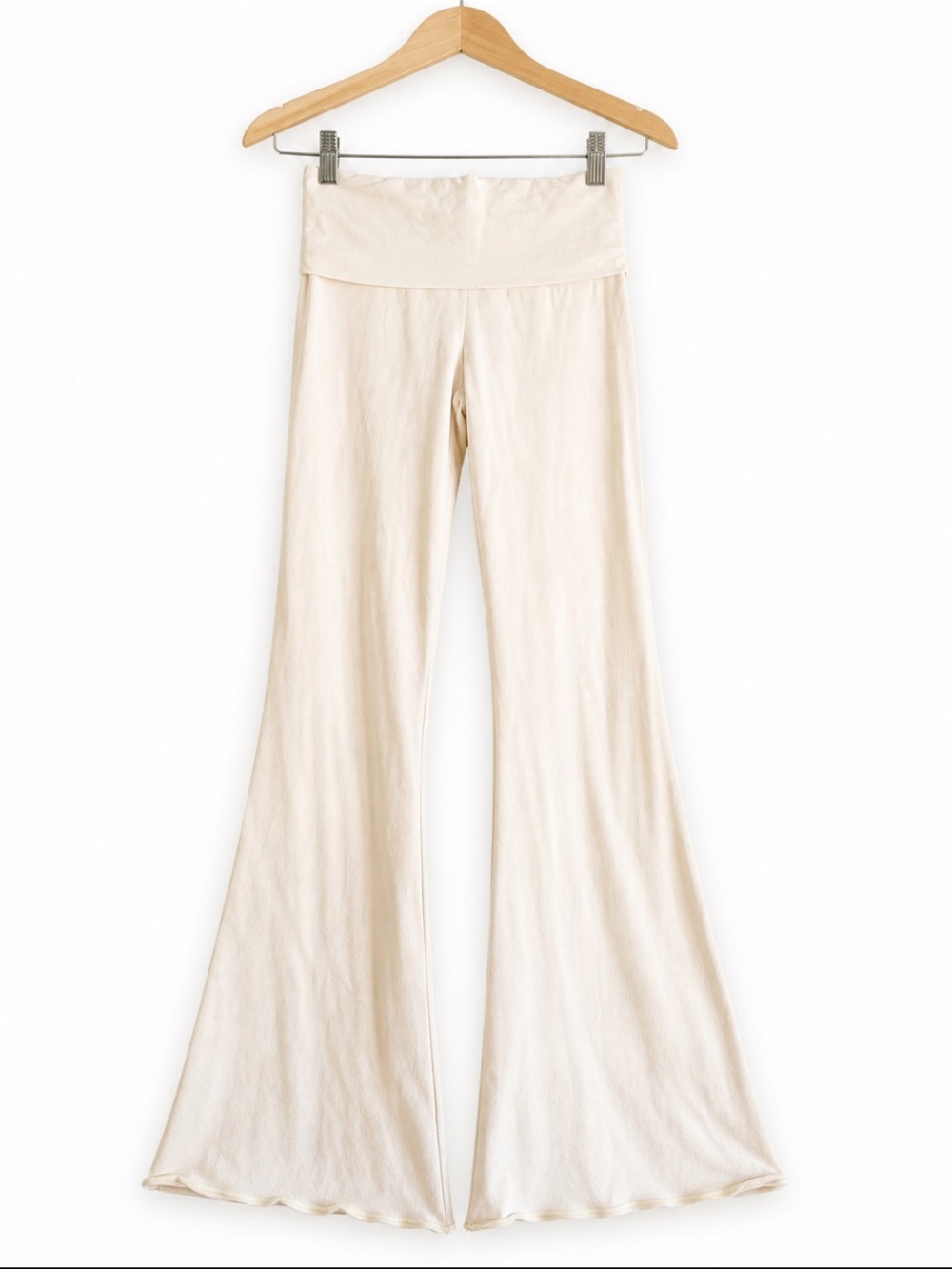 SKIMS Cream Cotton Foldover Flare Pants Size XS